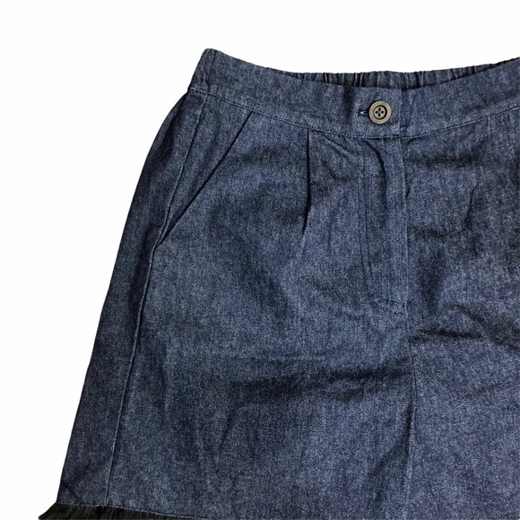 TOV Women’s Tiered Fringe Denim Bermuda Shorts Size Small (38) Statement Shorts - Picture 5 of 8